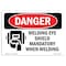 Signmission OSHA, Welding Eye Shield Mandatory When Welding, 10in X 7in Rigid Plastic, 10" W, 7" H, Landscape OS-DS-P-710-L-1621 - alternate 1